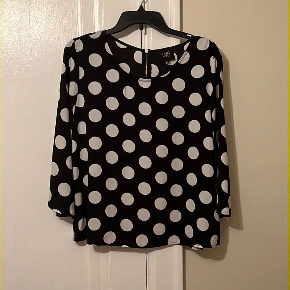 Polka dot black white shirt blouse